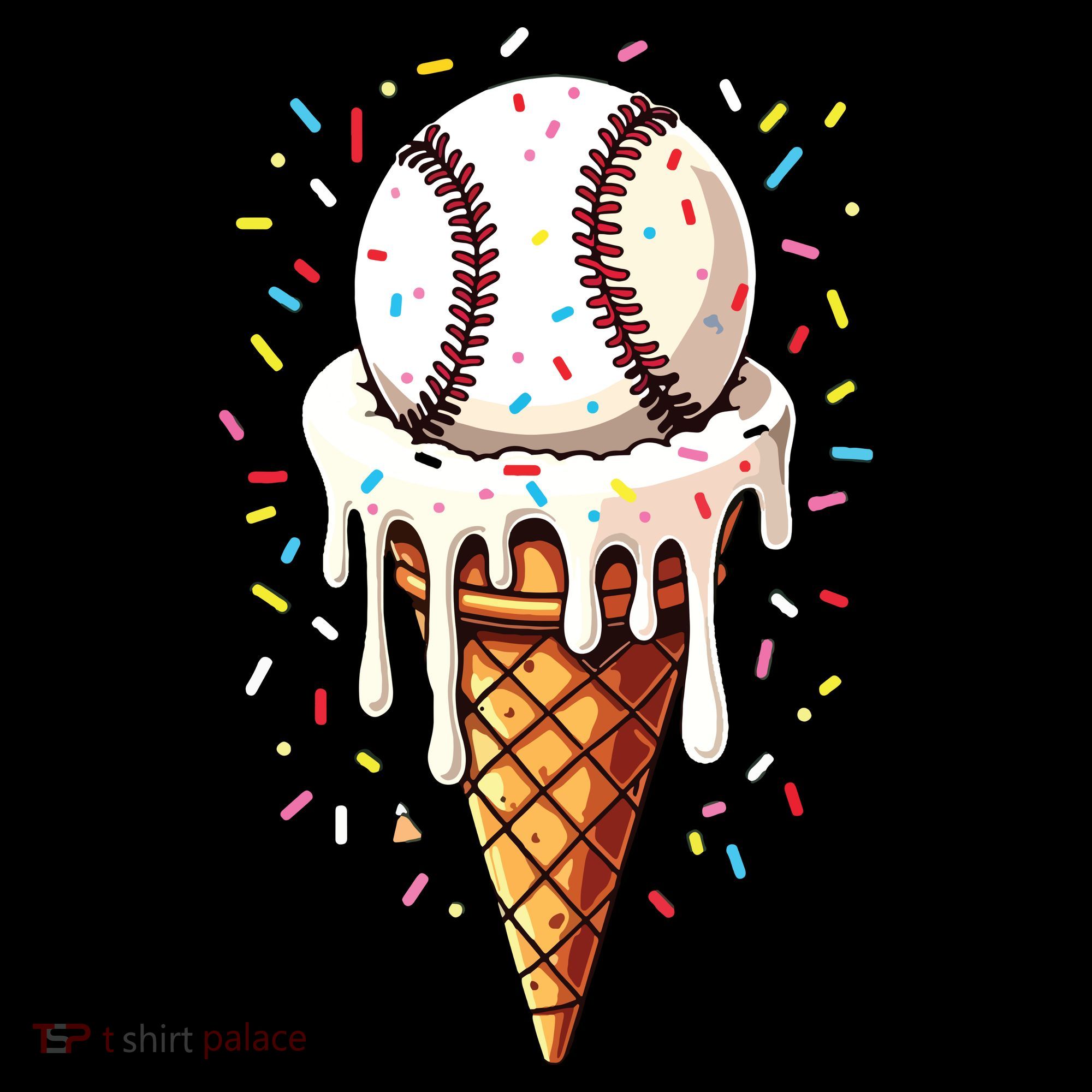Baseball Drip Boy Ice Cream Cone Drip Baseball Coaster