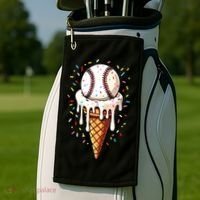 Baseball Drip Boy Ice Cream Cone Drip Baseball Golf Towel thumb 2