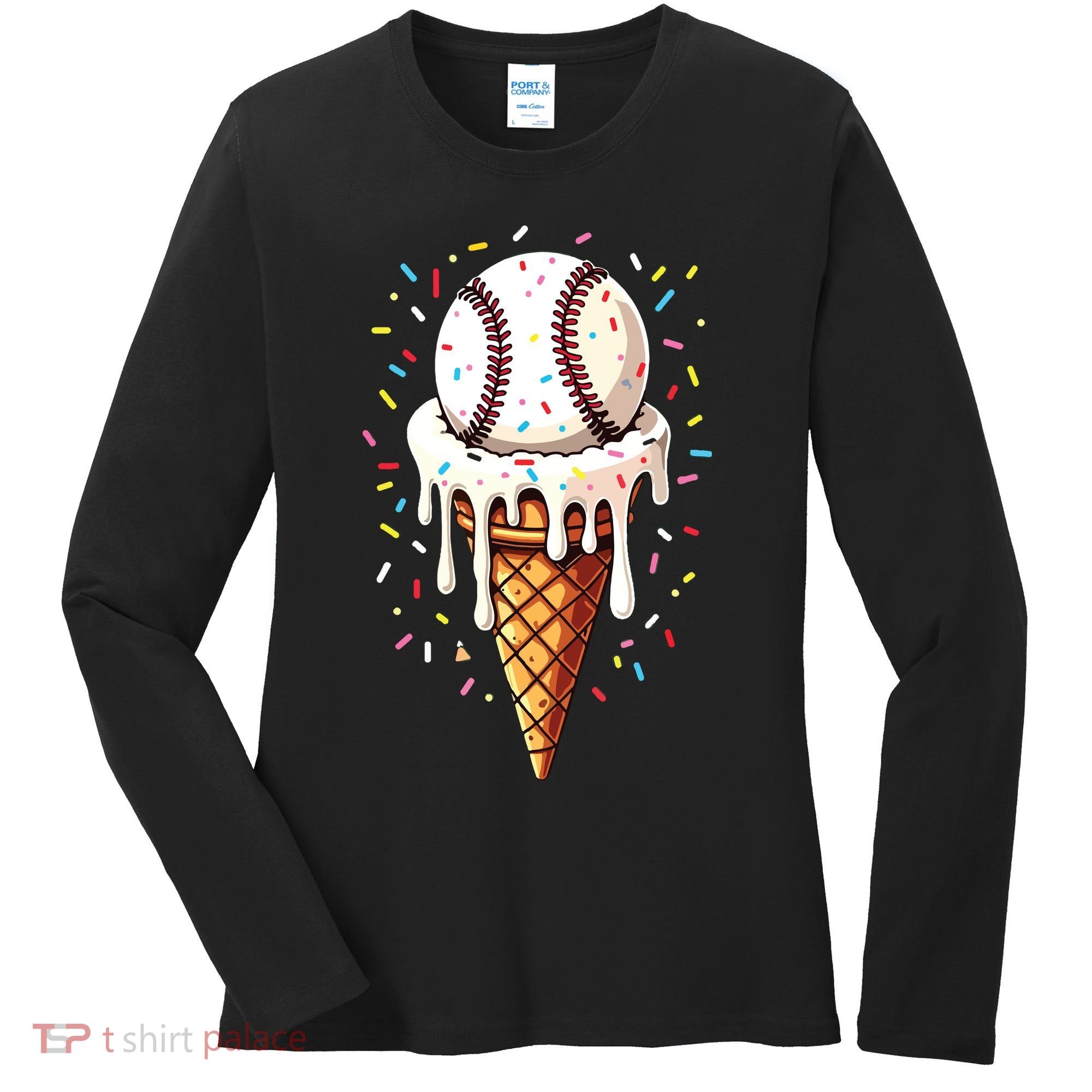 Baseball Drip Boy Ice Cream Cone Drip Baseball Women's Long Sleeve Shirt