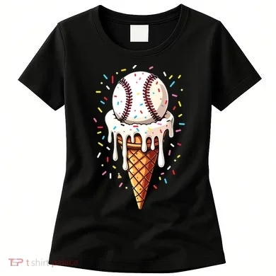 Baseball Drip Boy Ice Cream Cone Drip Baseball Women's T-Shirt