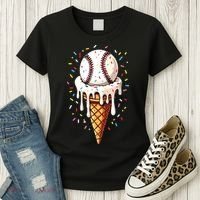 Baseball Drip Boy Ice Cream Cone Drip Baseball Women's T-Shirt thumb 3