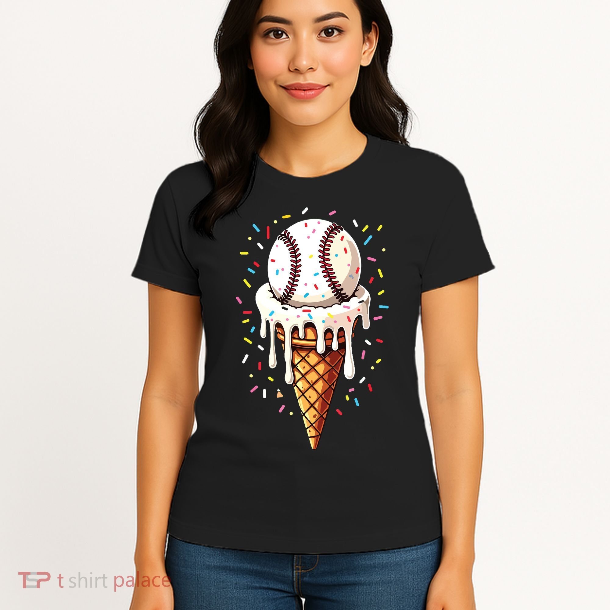 Baseball Drip Boy Ice Cream Cone Drip Baseball Women's T-Shirt