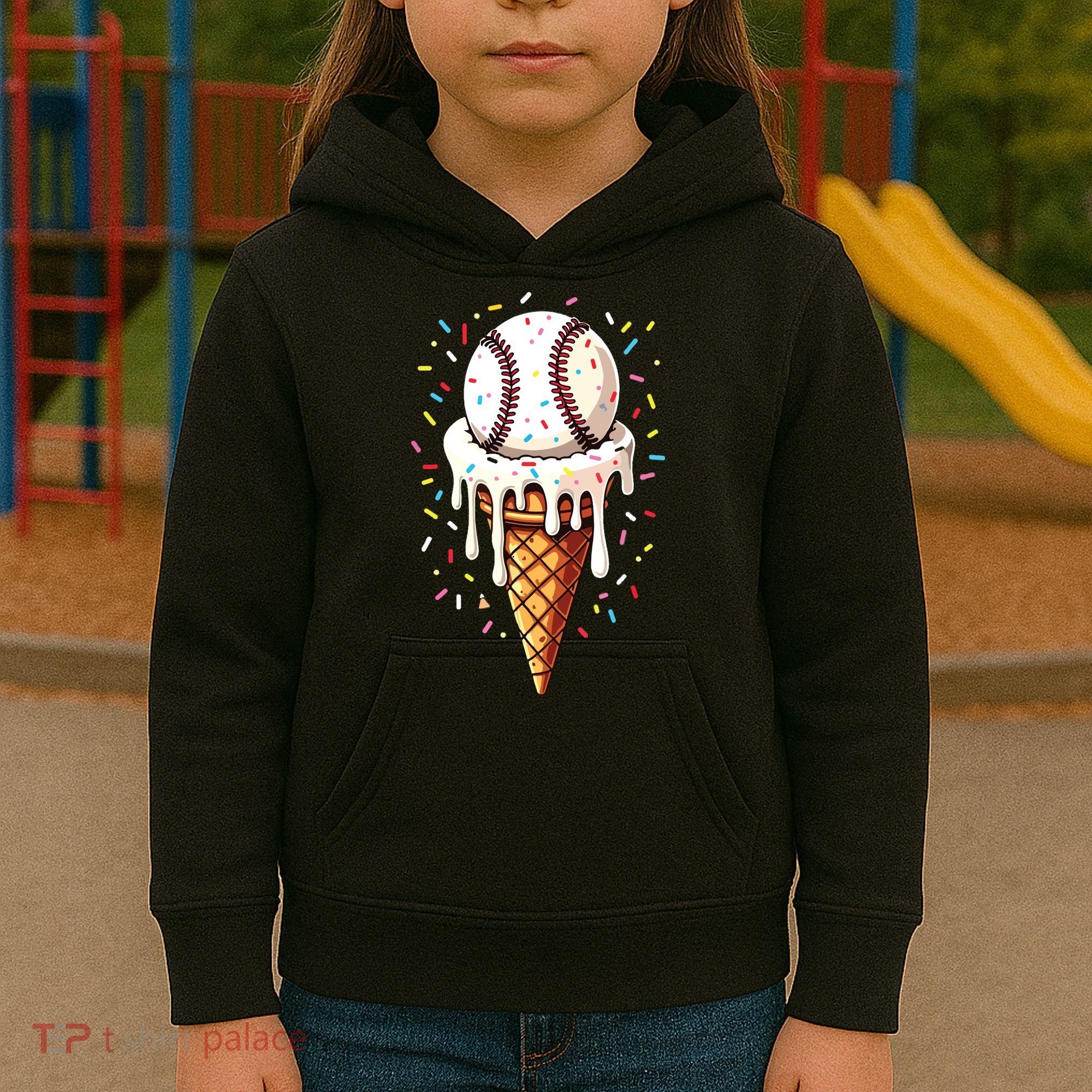 Baseball Drip Boy Ice Cream Cone Drip Baseball Kids Hoodie