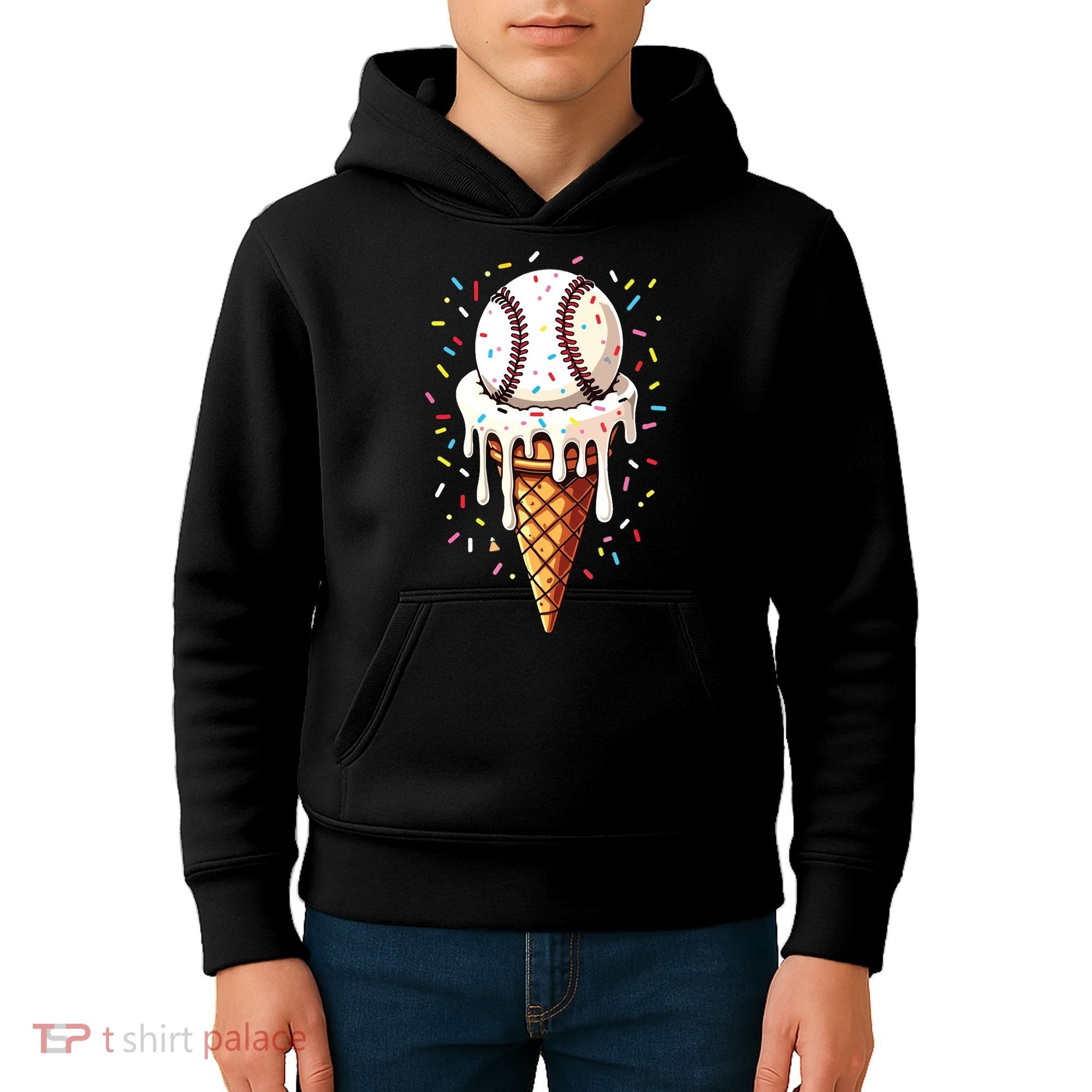 Baseball Drip Boy Ice Cream Cone Drip Baseball Kids Hoodie