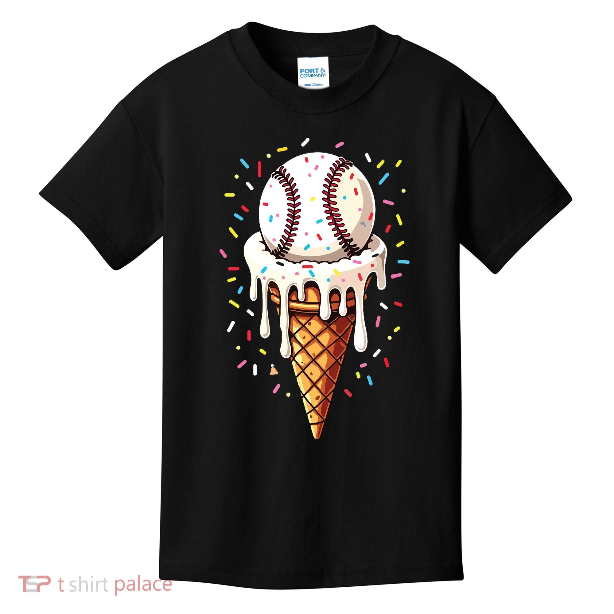 Baseball Drip Boy Ice Cream Cone Drip Baseball Kids T-Shirt