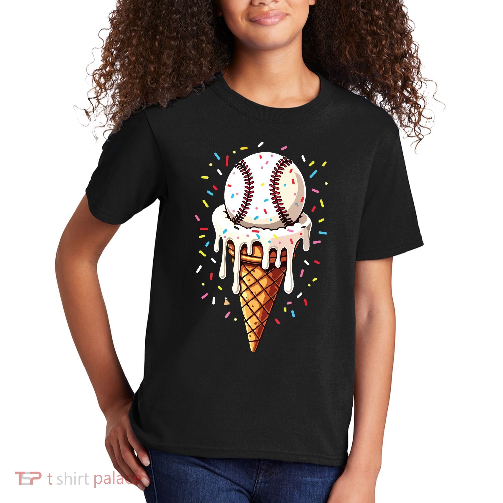 Baseball Drip Boy Ice Cream Cone Drip Baseball Kids T-Shirt