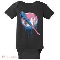 Baseball Drip Bat Softball And Baseball Sport Player Baby Bodysuit thumb 0
