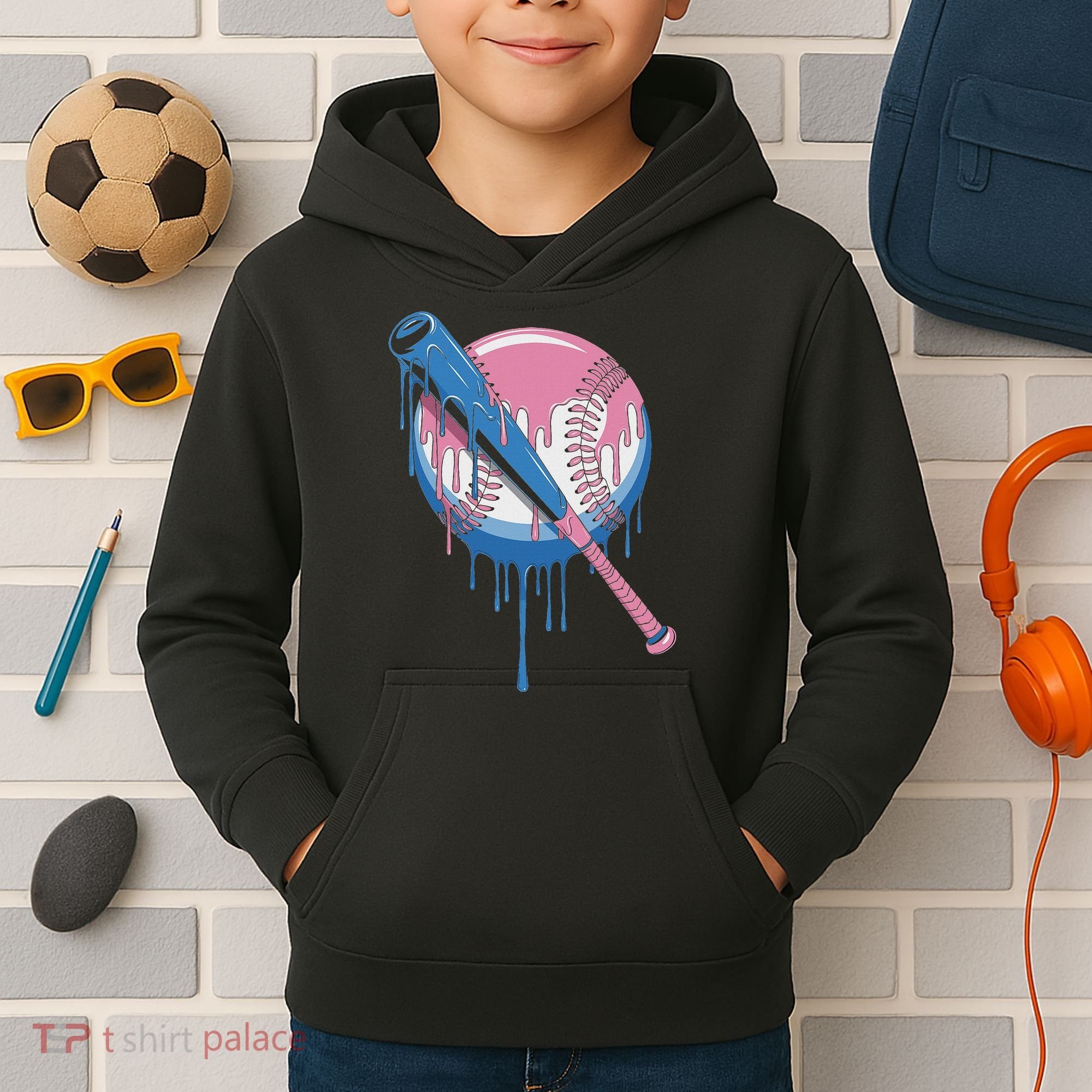 Baseball Drip Bat Softball And Baseball Sport Player Kids Hoodie