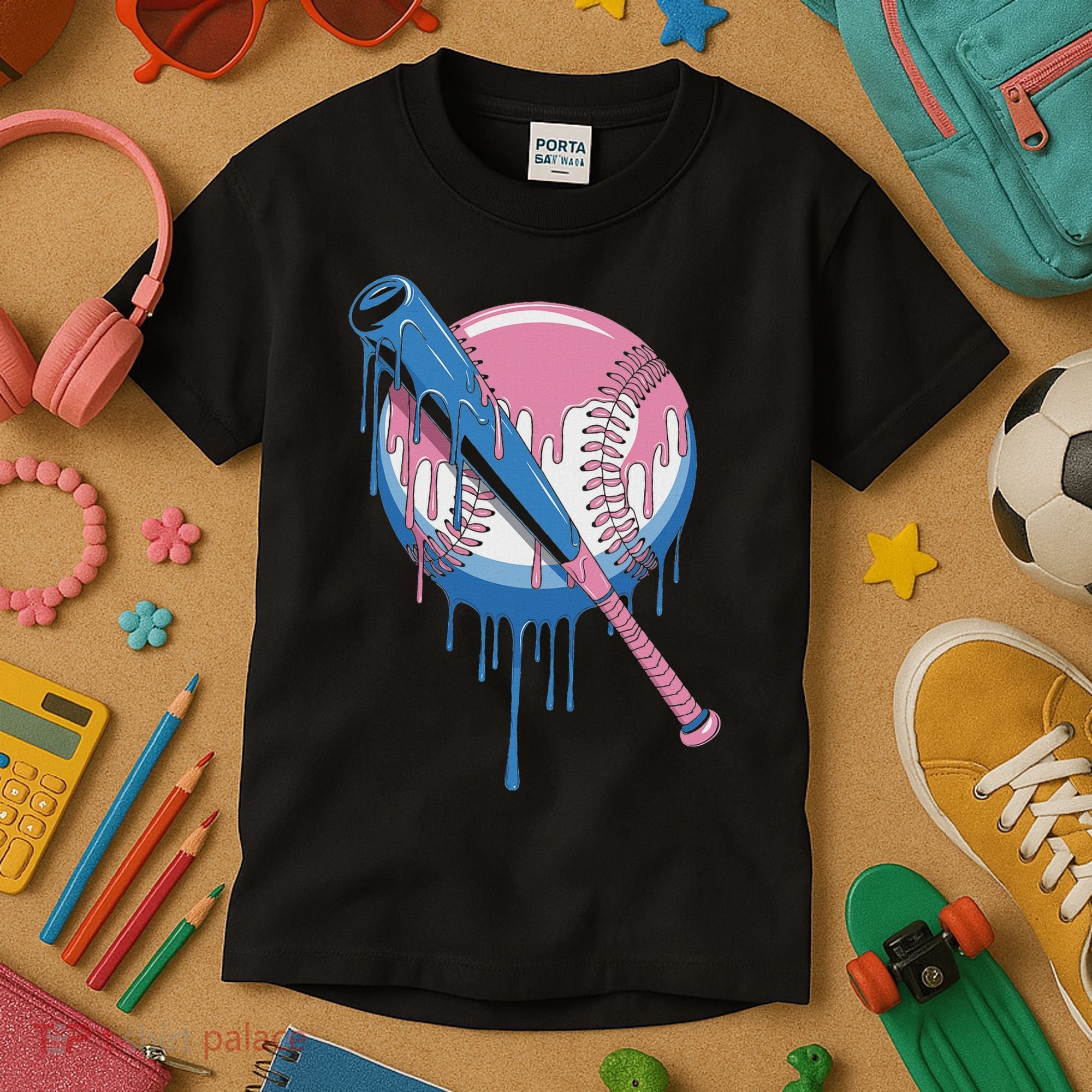 Baseball Drip Bat Softball And Baseball Sport Player Kids T-Shirt