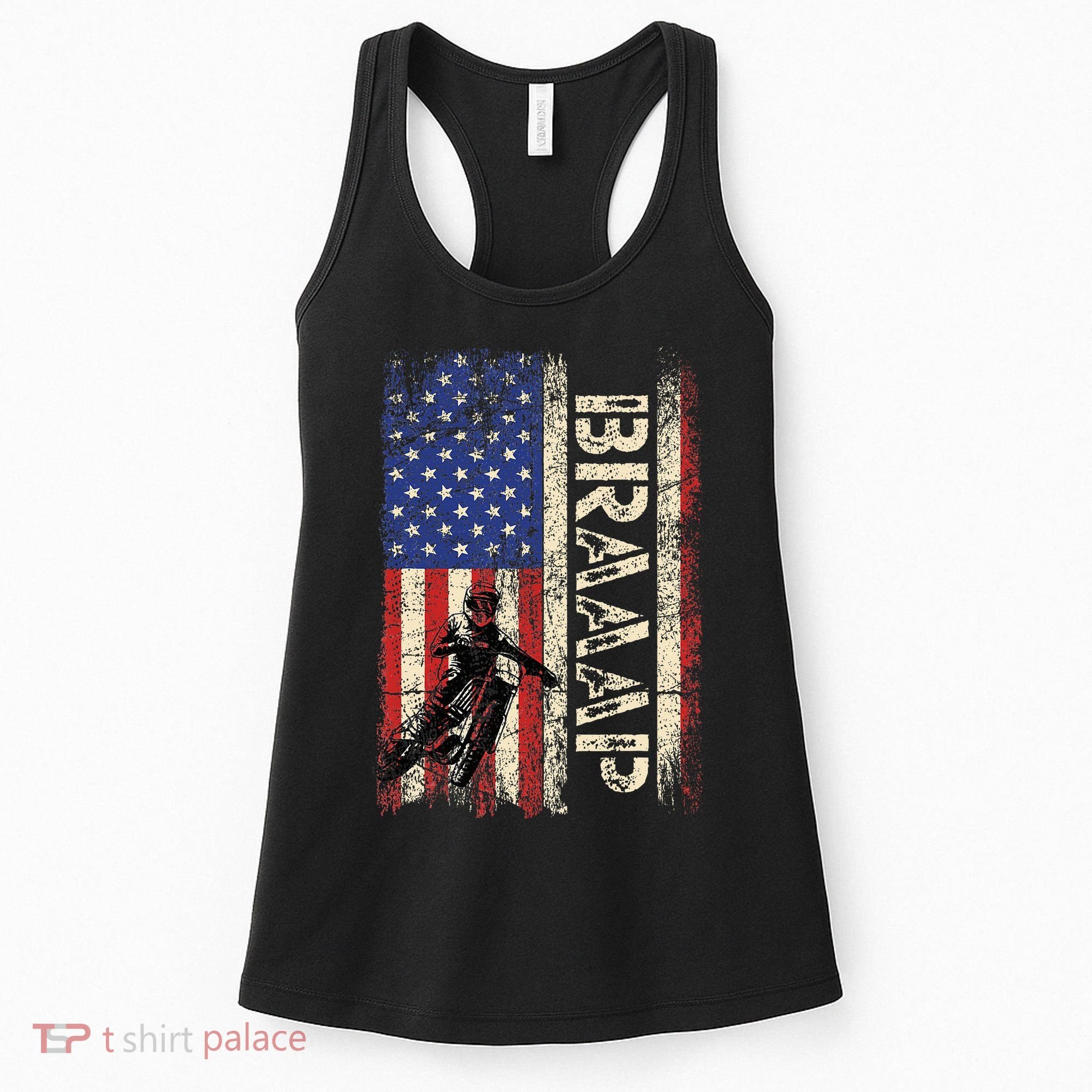 Braaap Dirt Bike Usa American Flag Motocross Biker Women's Tank Top