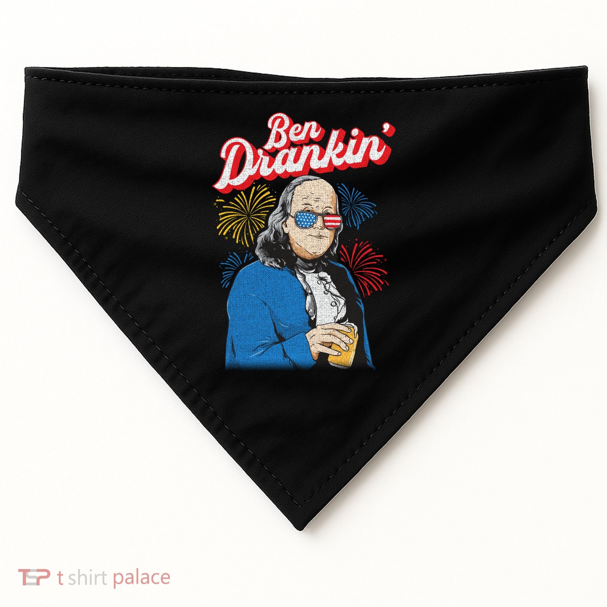 Ben Drankin’ Benjamin Drankin July 4th Ben Drankin Great Gift USA-Made Doggie Bandana