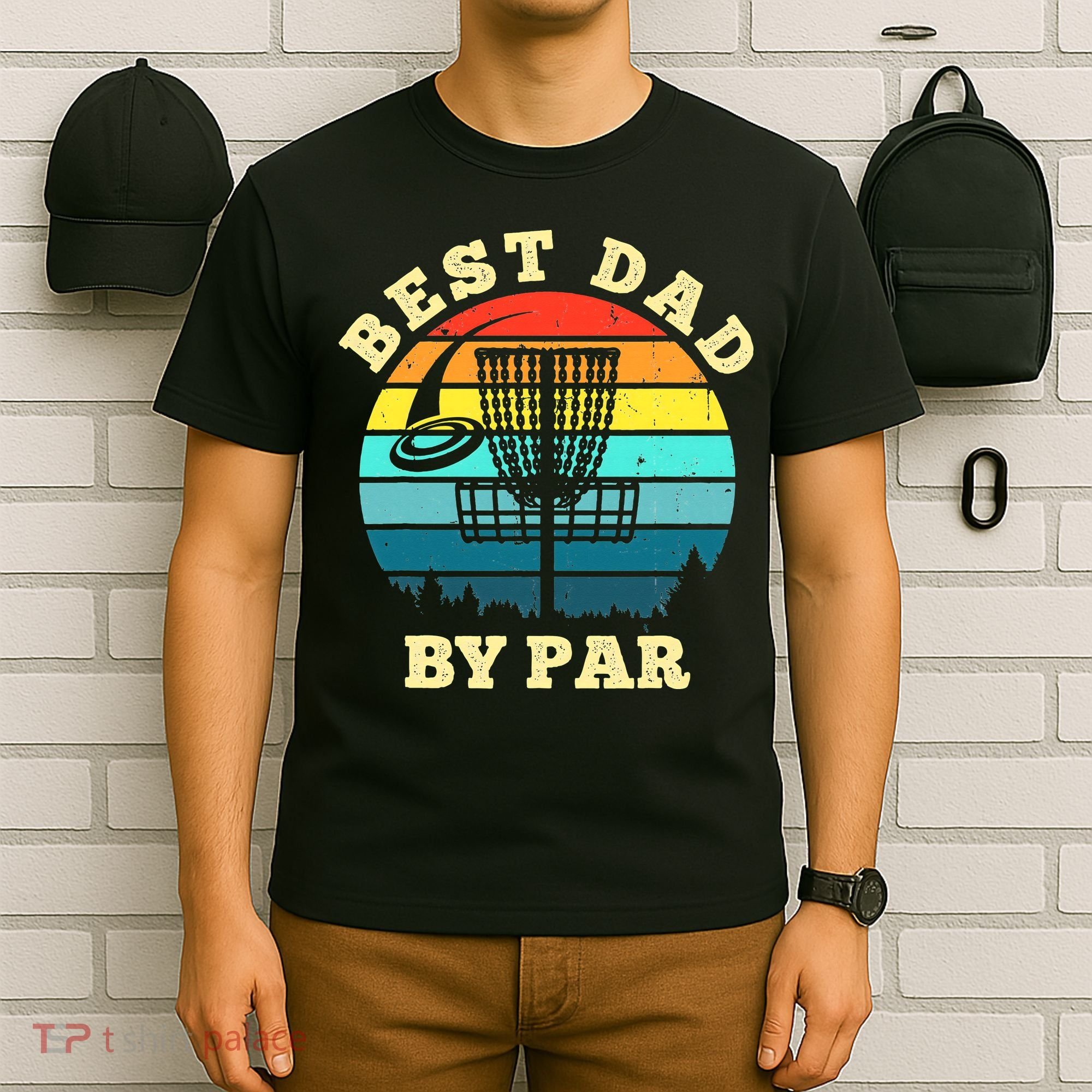 Best Dad By Par Disc Golf retro Frisbee Father's Day T-Shirt