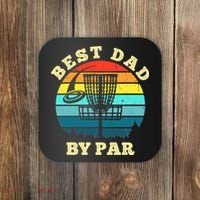 Best Dad By Par Disc Golf retro Frisbee Father's Day Coaster thumb 0