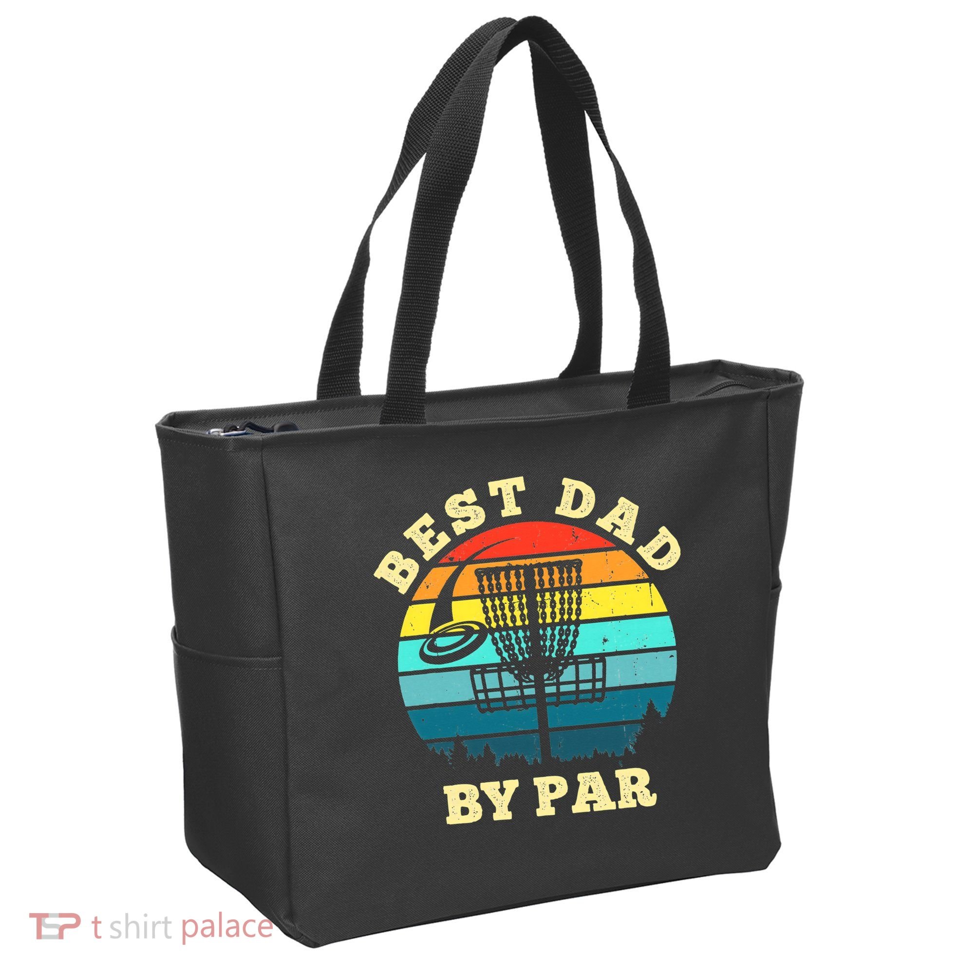 Best Dad By Par Disc Golf retro Frisbee Father's Day Tote Bag