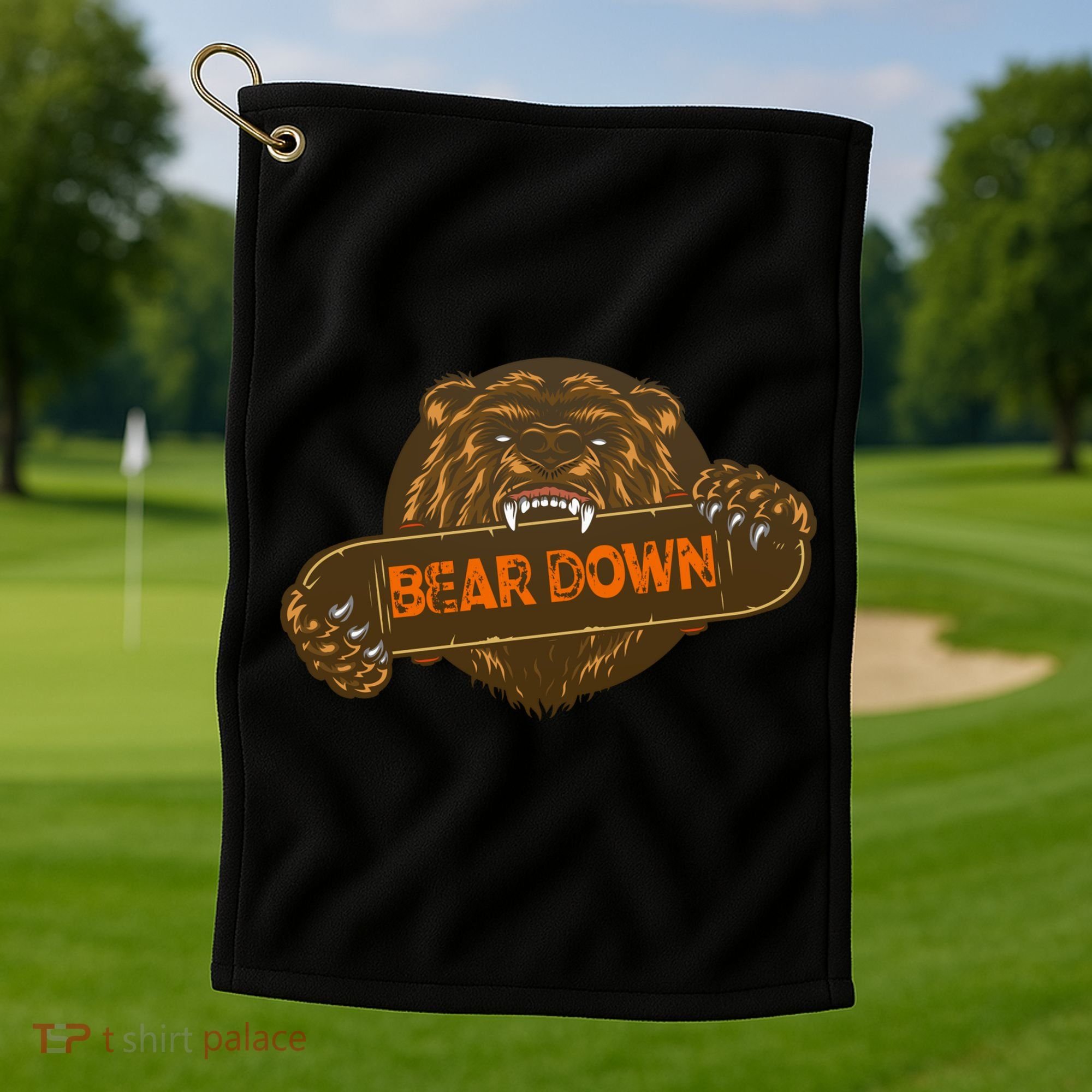 Bear Down Brown Bear Golf Towel