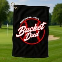 Bucket Dad Baseball Softball Pitcher Catcher Golf Towel thumb 1