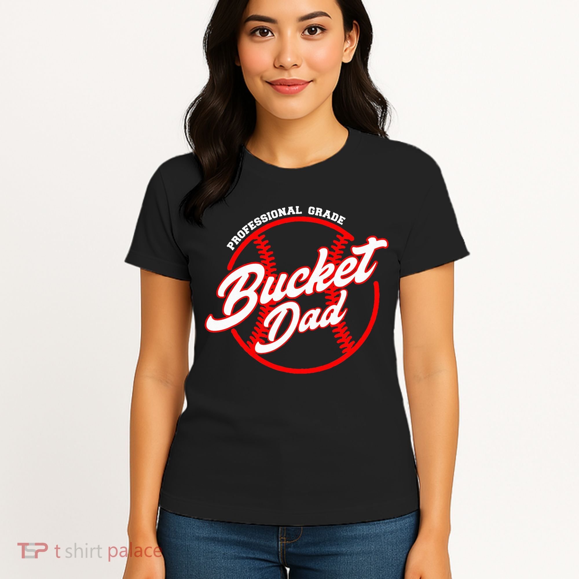 Bucket Dad Baseball Softball Pitcher Catcher Women's T-Shirt