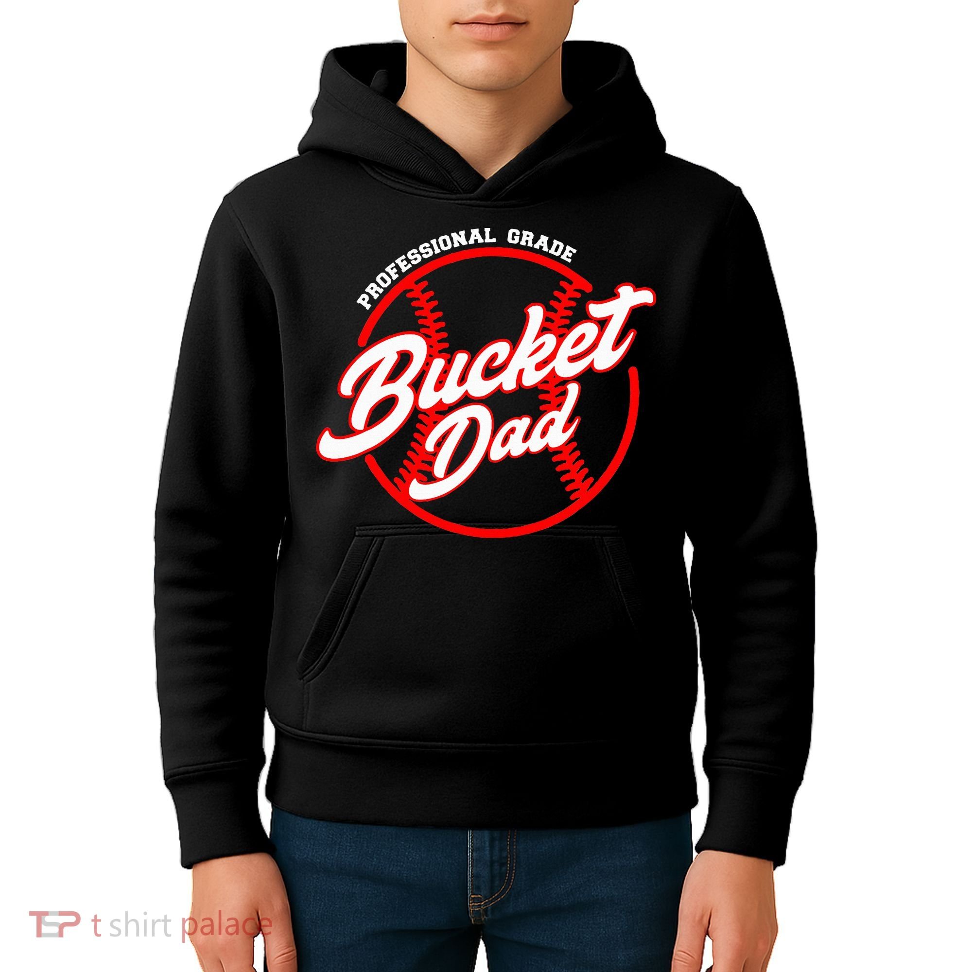 Bucket Dad Baseball Softball Pitcher Catcher Kids Hoodie