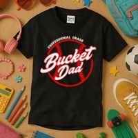 Bucket Dad Baseball Softball Pitcher Catcher Kids T-Shirt thumb 3