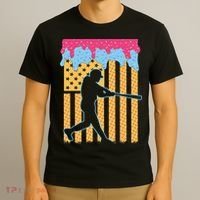 Baseball Drip Bat B.oys Ice Cream American Flag 4th Of July T-Shirt thumb 3