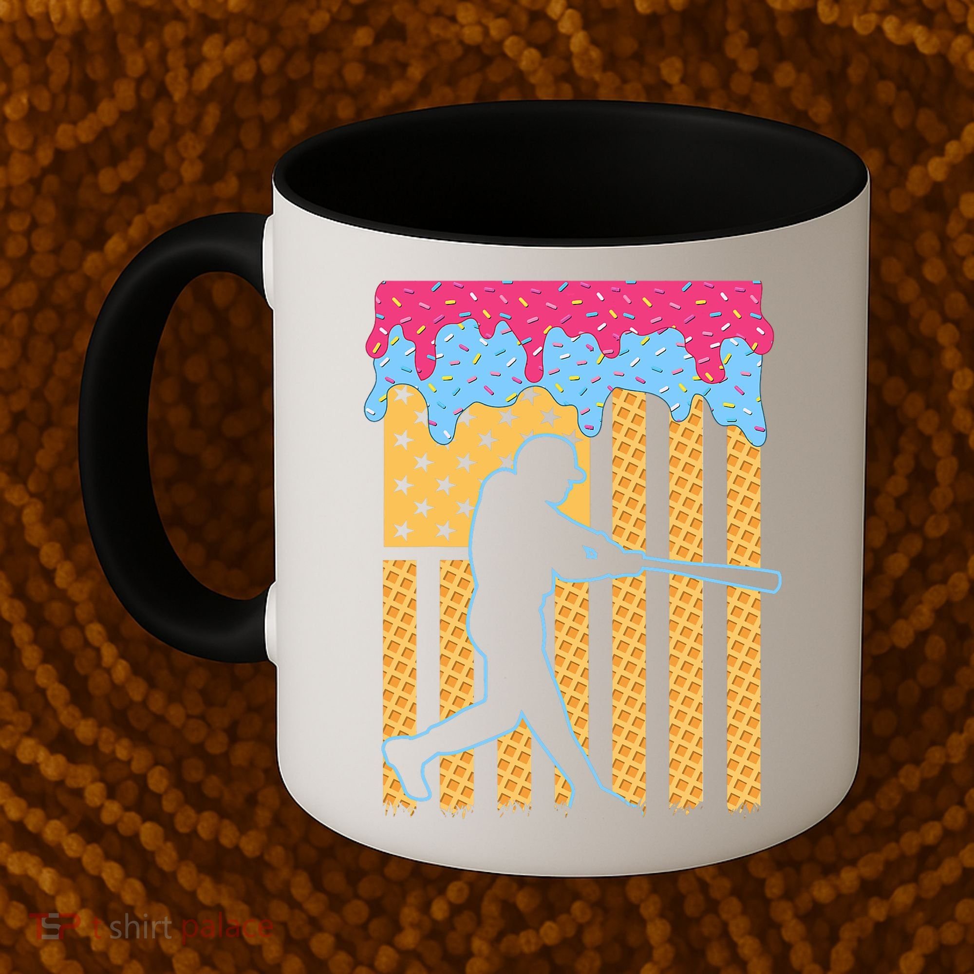 Baseball Drip Bat B.oys Ice Cream American Flag 4th Of July Coffee Mug