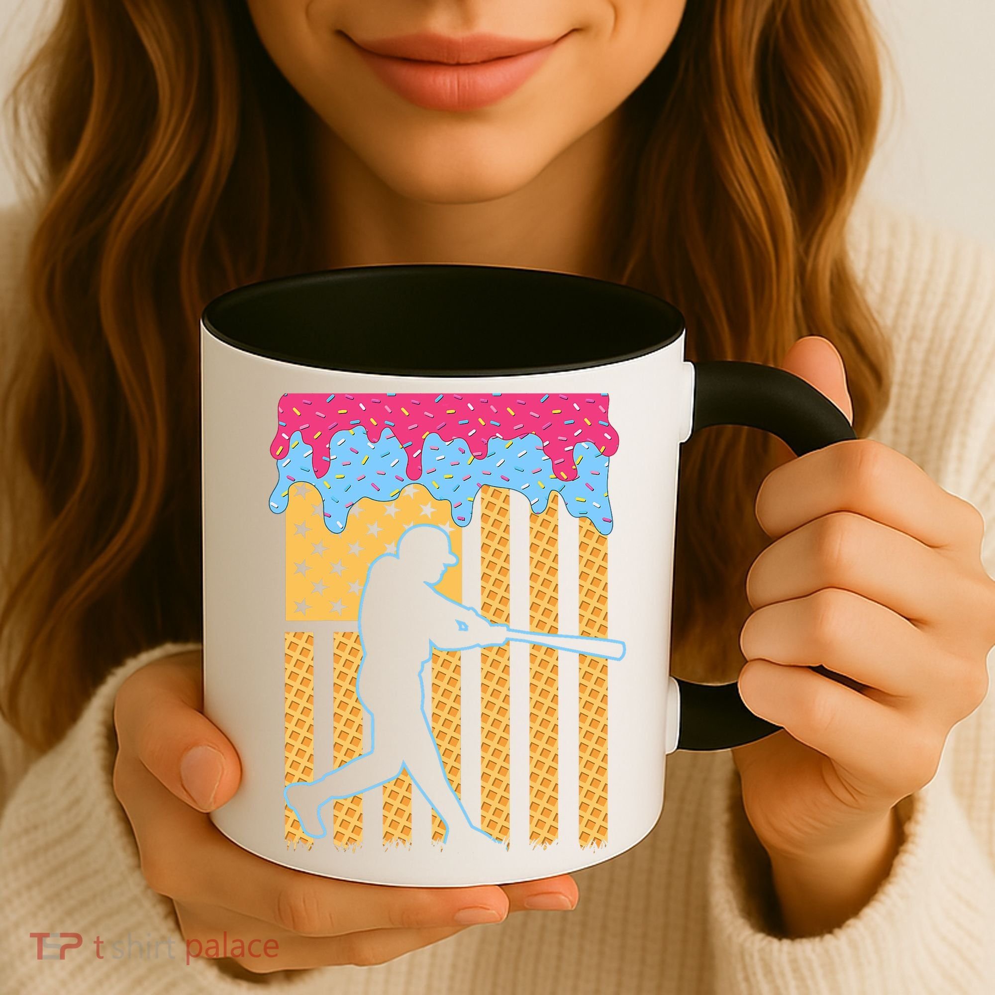 Baseball Drip Bat B.oys Ice Cream American Flag 4th Of July Coffee Mug