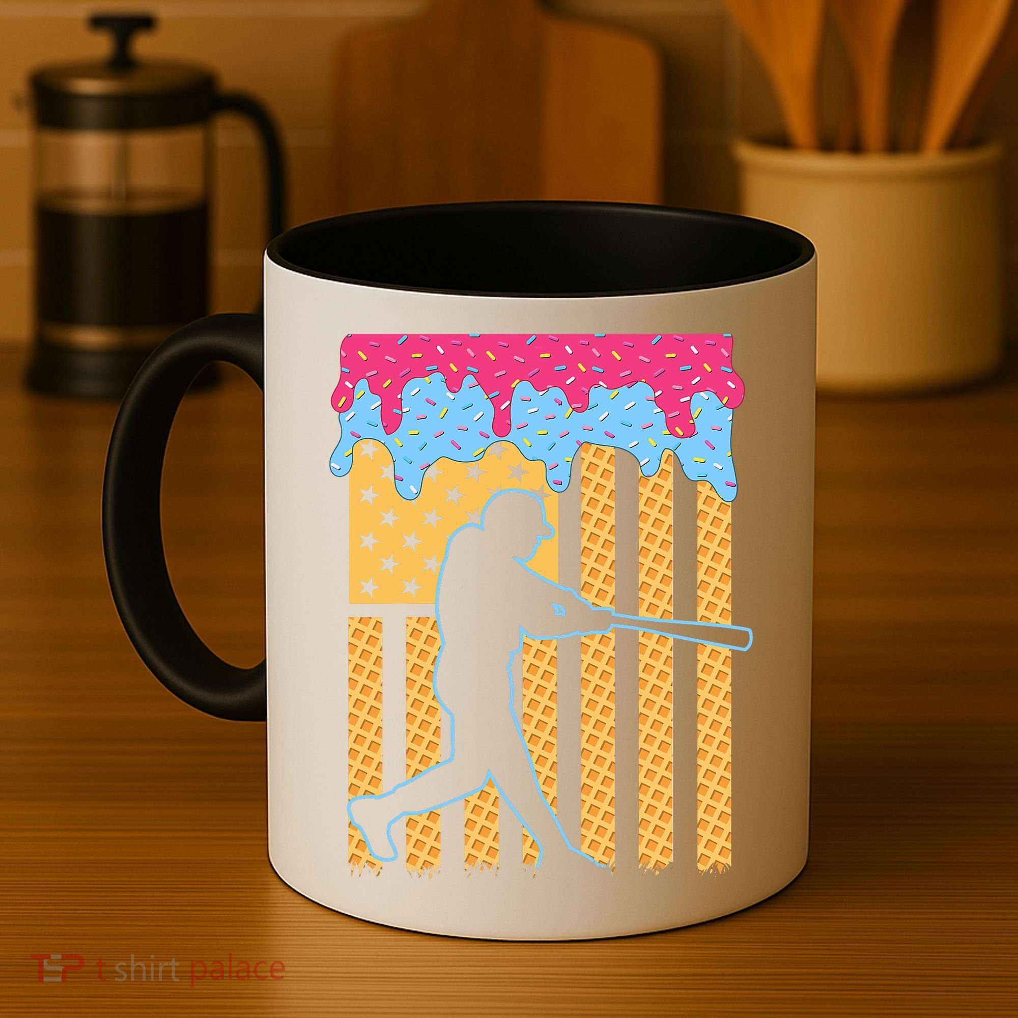 Baseball Drip Bat B.oys Ice Cream American Flag 4th Of July Coffee Mug