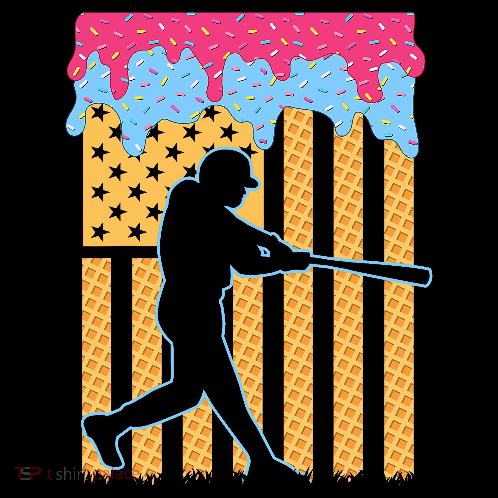 Baseball Drip Bat B.oys Ice Cream American Flag 4th Of July Coffee Mug