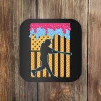 Baseball Drip Bat B.oys Ice Cream American Flag 4th Of July Coaster thumb 0