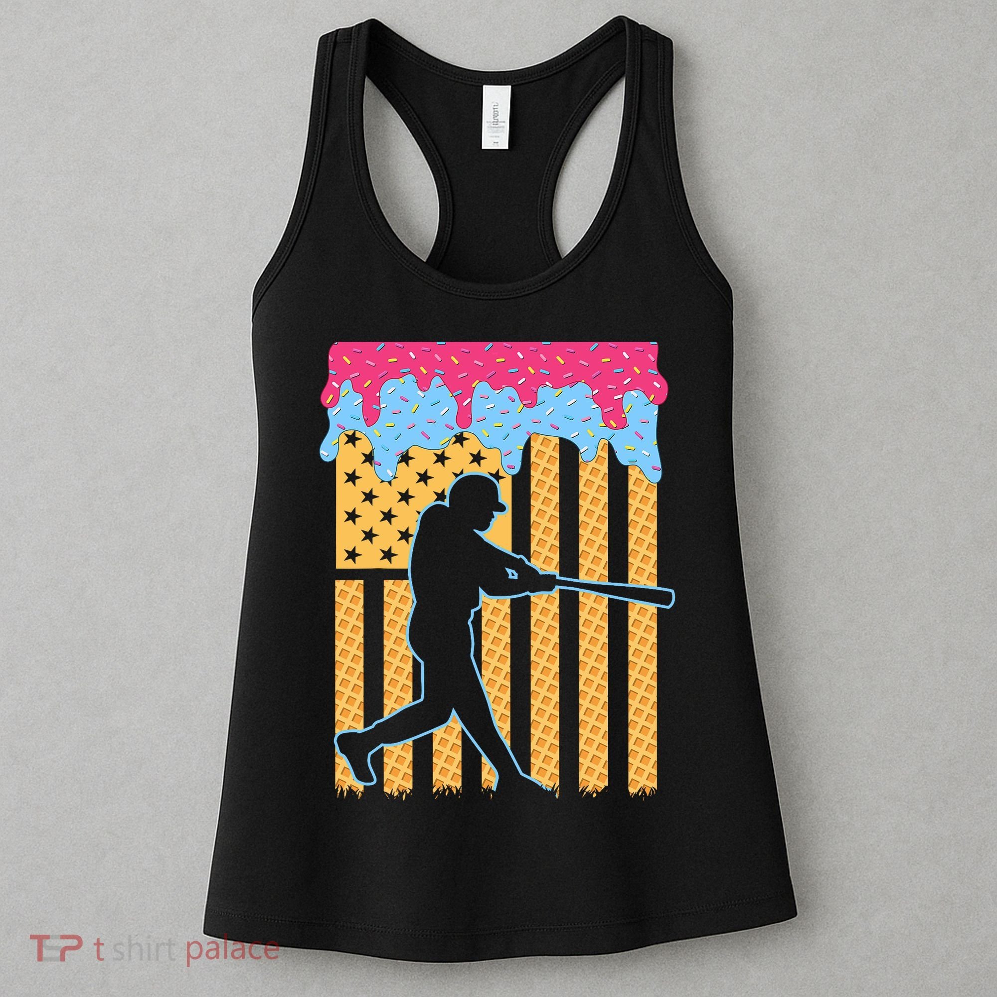 Baseball Drip Bat B.oys Ice Cream American Flag 4th Of July Women's Tank Top