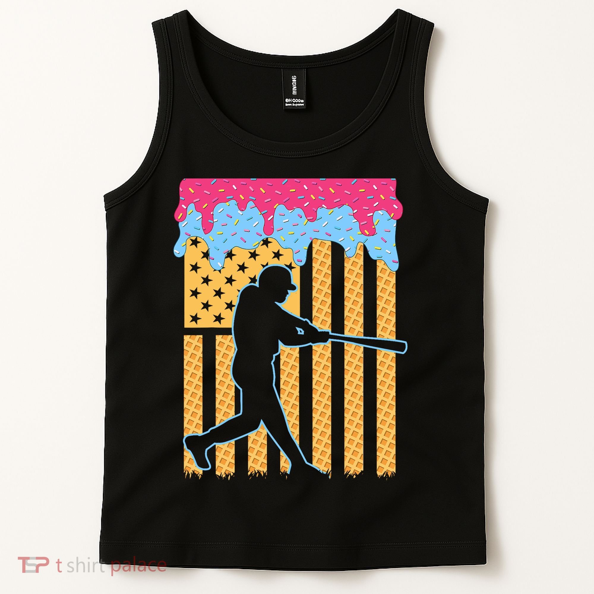 Baseball Drip Bat B.oys Ice Cream American Flag 4th Of July Tank Top