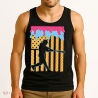 Baseball Drip Bat B.oys Ice Cream American Flag 4th Of July Tank Top thumb 3