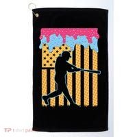 Baseball Drip Bat B.oys Ice Cream American Flag 4th Of July Golf Towel thumb 0