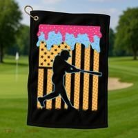 Baseball Drip Bat B.oys Ice Cream American Flag 4th Of July Golf Towel thumb 1