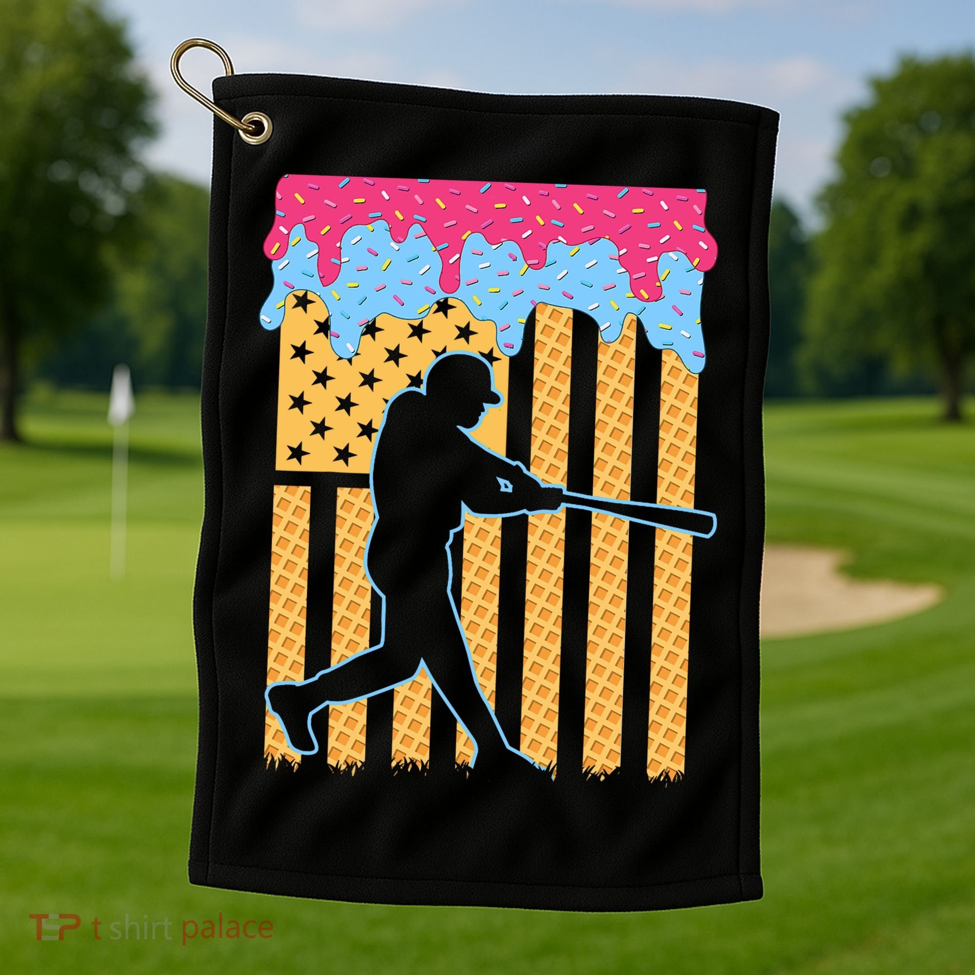 Baseball Drip Bat B.oys Ice Cream American Flag 4th Of July Golf Towel