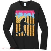Baseball Drip Bat B.oys Ice Cream American Flag 4th Of July Women's Long Sleeve Shirt thumb 0