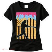 Baseball Drip Bat B.oys Ice Cream American Flag 4th Of July Women's T-Shirt thumb 0