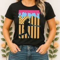 Baseball Drip Bat B.oys Ice Cream American Flag 4th Of July Women's T-Shirt thumb 2