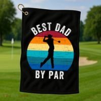 Best Dad By Par For Golf Dad Funny Father’S Day Dad Jokes Golfer Dad Funny Dad Golf Towel thumb 1