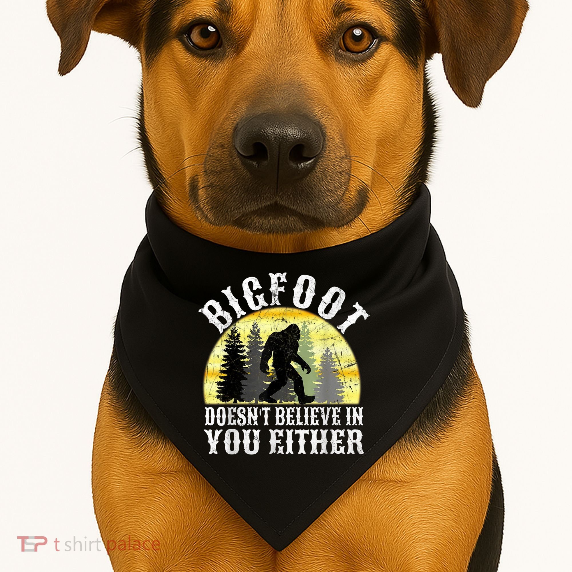 Bigfoot Doesn't Believe In You Either Distressed USA-Made Doggie Bandana