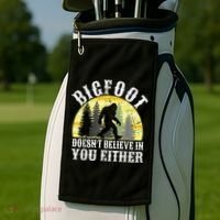 Bigfoot Doesn't Believe In You Either Distressed Golf Towel thumb 2