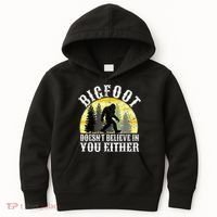 Bigfoot Doesn't Believe In You Either Distressed Kids Hoodie thumb 0