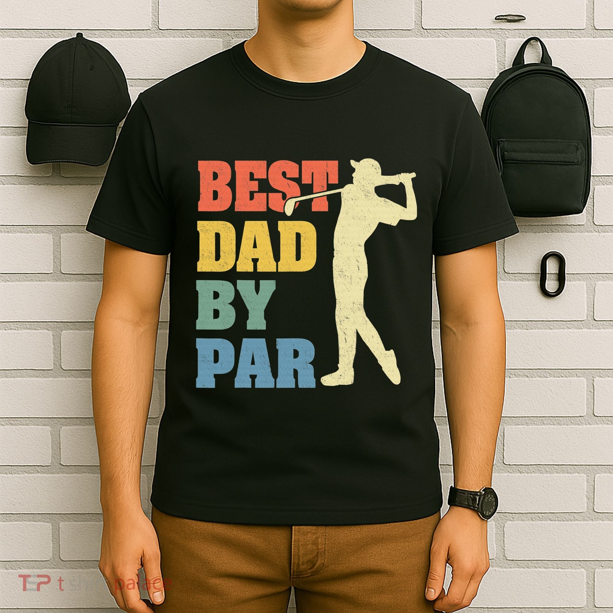 Best Dad By Par Golf American Us Flag T-Shirt