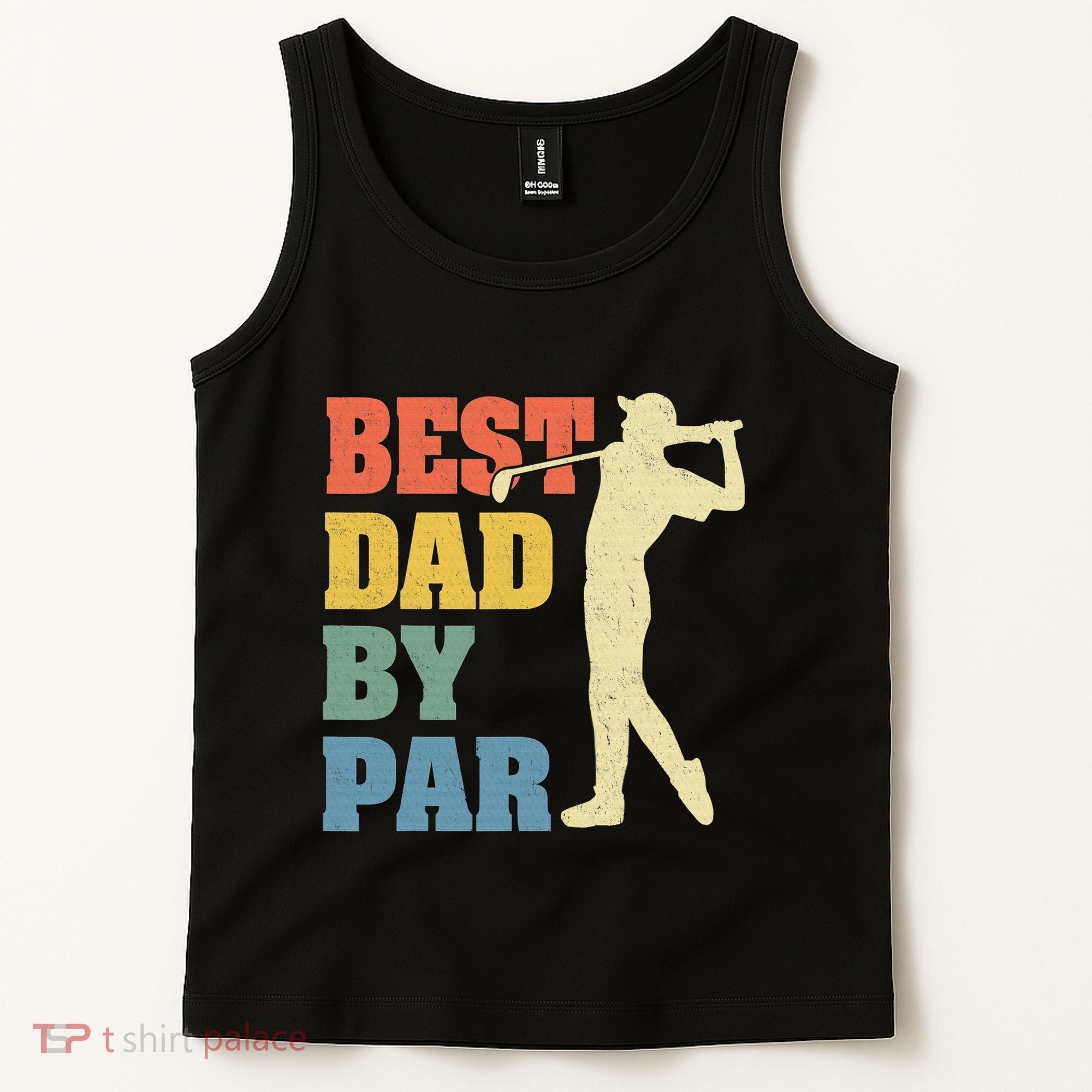 Best Dad By Par Golf American Us Flag Tank Top