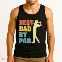 Best Dad By Par Golf American Us Flag Tank Top thumb 3