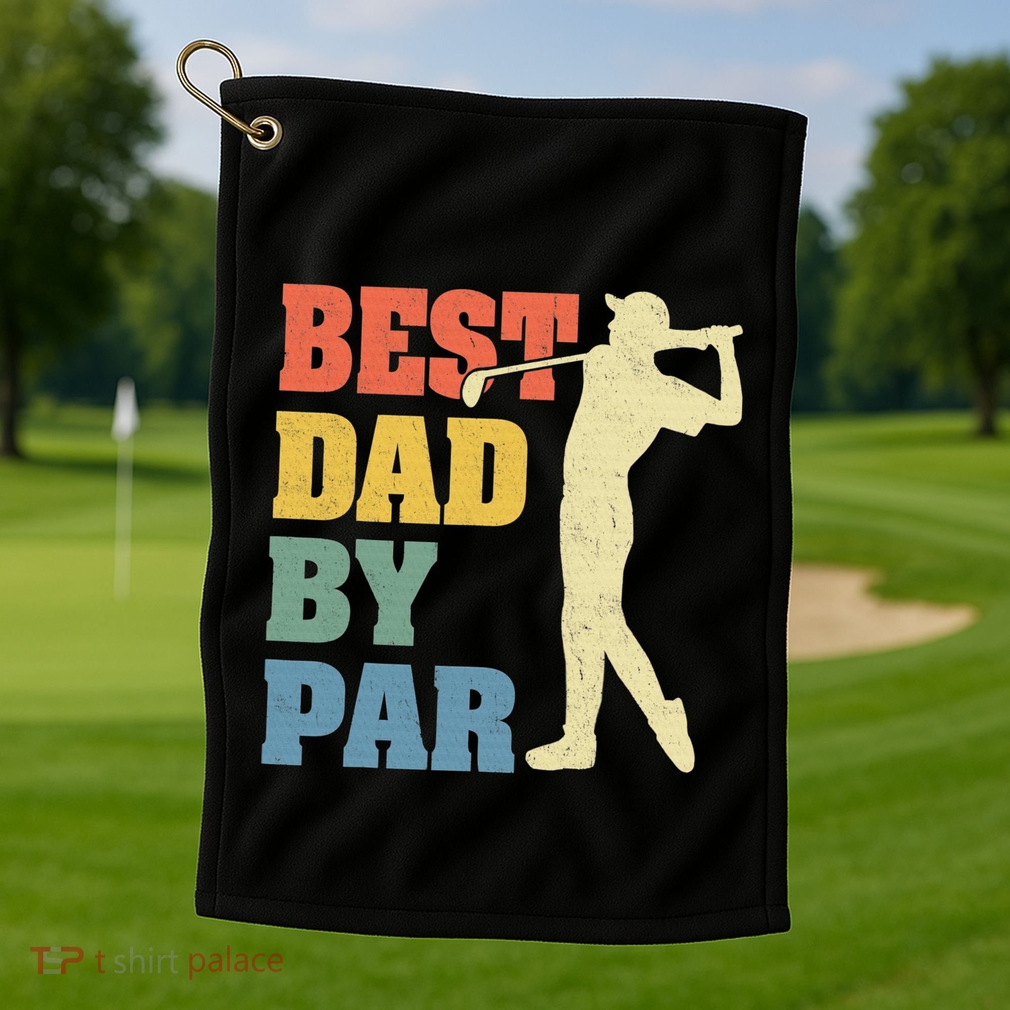 Best Dad By Par Golf American Us Flag Golf Towel