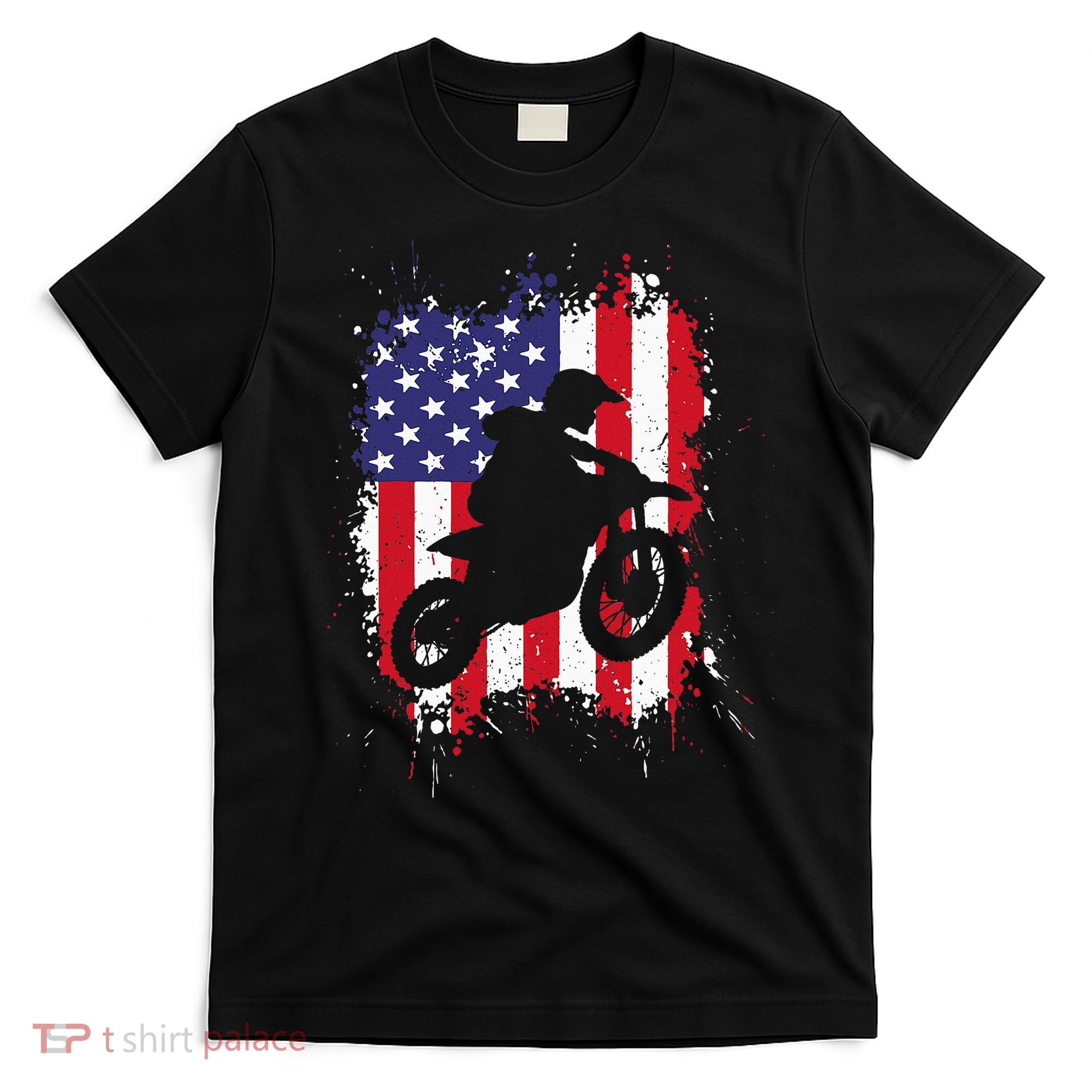 Best Dirt Bike Dirtbike Racing Us Flag Biker T-Shirt