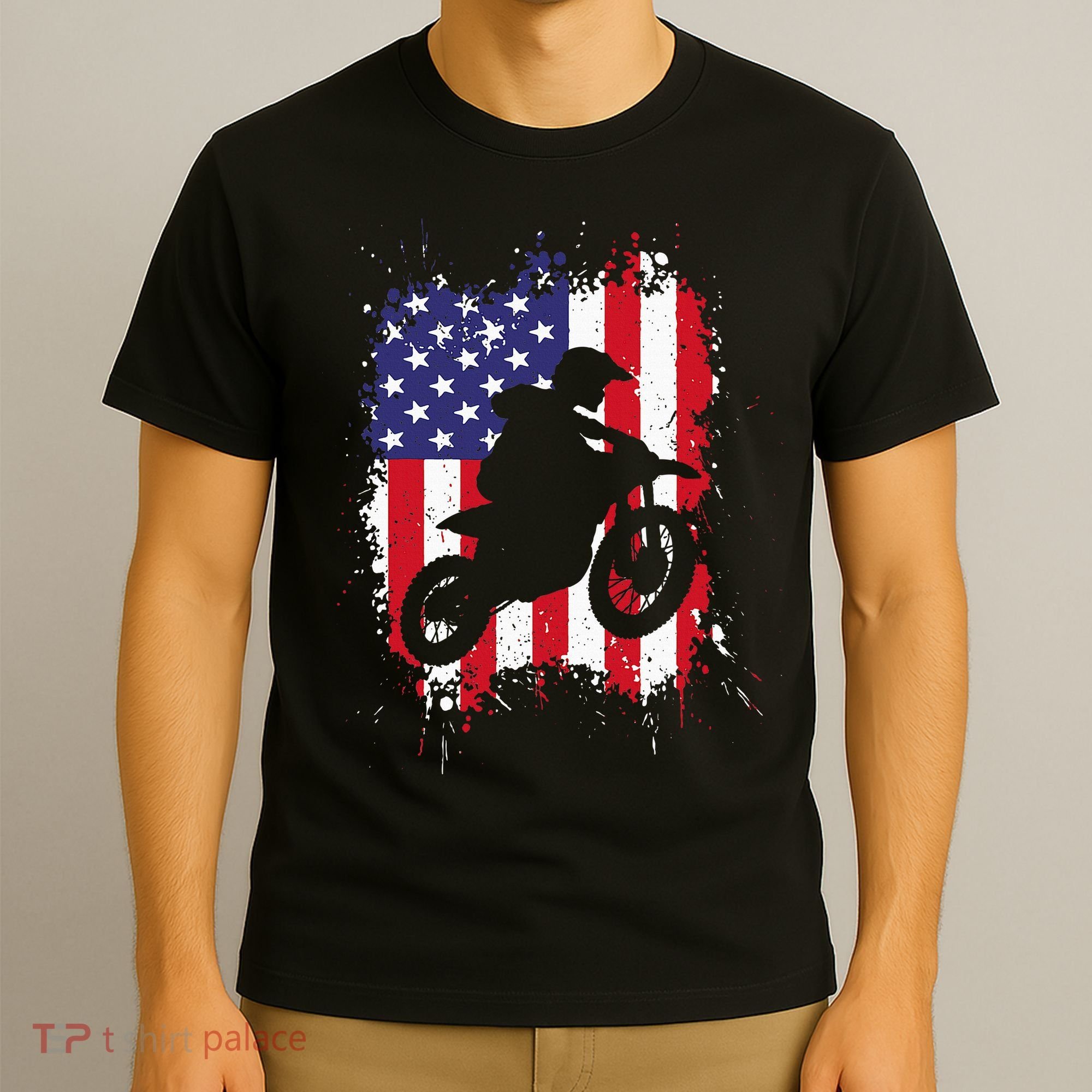 Best Dirt Bike Dirtbike Racing Us Flag Biker T-Shirt