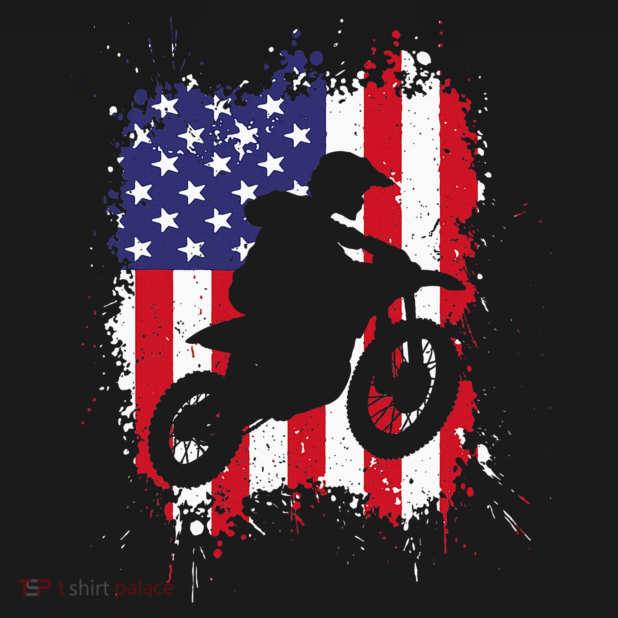 Best Dirt Bike Dirtbike Racing Us Flag Biker T-Shirt