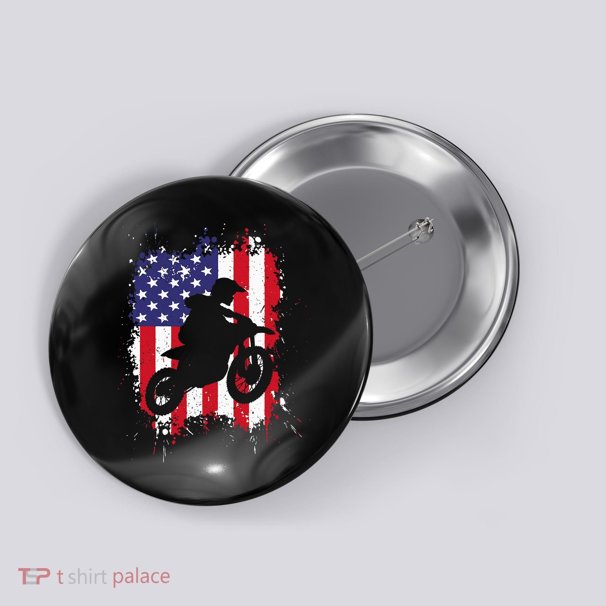 Best Dirt Bike Dirtbike Racing Us Flag Biker Button